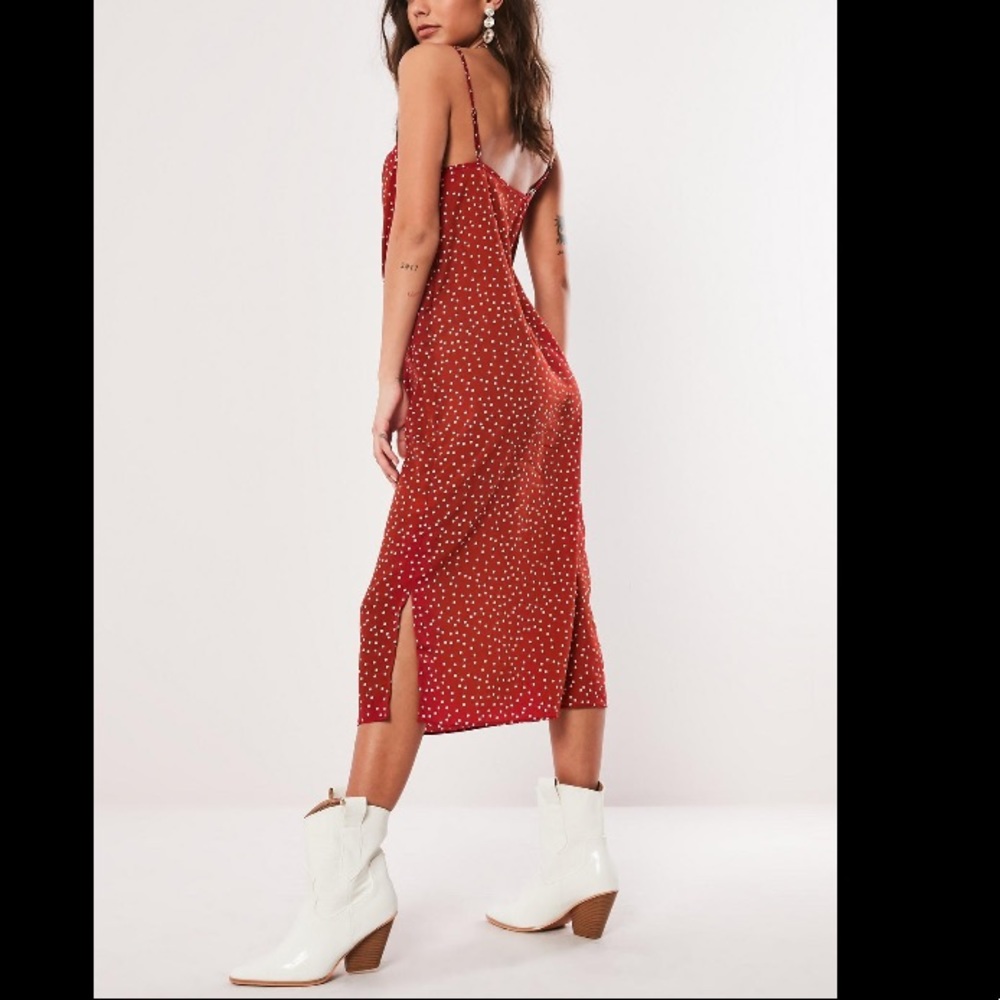 NWT! Red polka dot slinky midi dress - sz 12